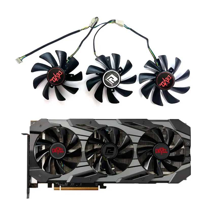 3 вентилятора 85 мм, новый, подходит для POWERCOLOR Radeon RX5700 5700XT, красный волшебный заменяющий вентилятор видеокарты CF9015H12S 3 вентилятора 85 мм, новый, подходит для POWERCOLOR Radeon RX5700 5700XT, красный волшебный заменяющий вентилятор видеокарты CF9015H12S