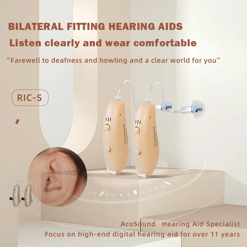 

One Pair RIC-S Acosound 8 Channels Invisible Programmable Hearing Aids For Deafness Digital Audifonos For Elder Sound Amplifier