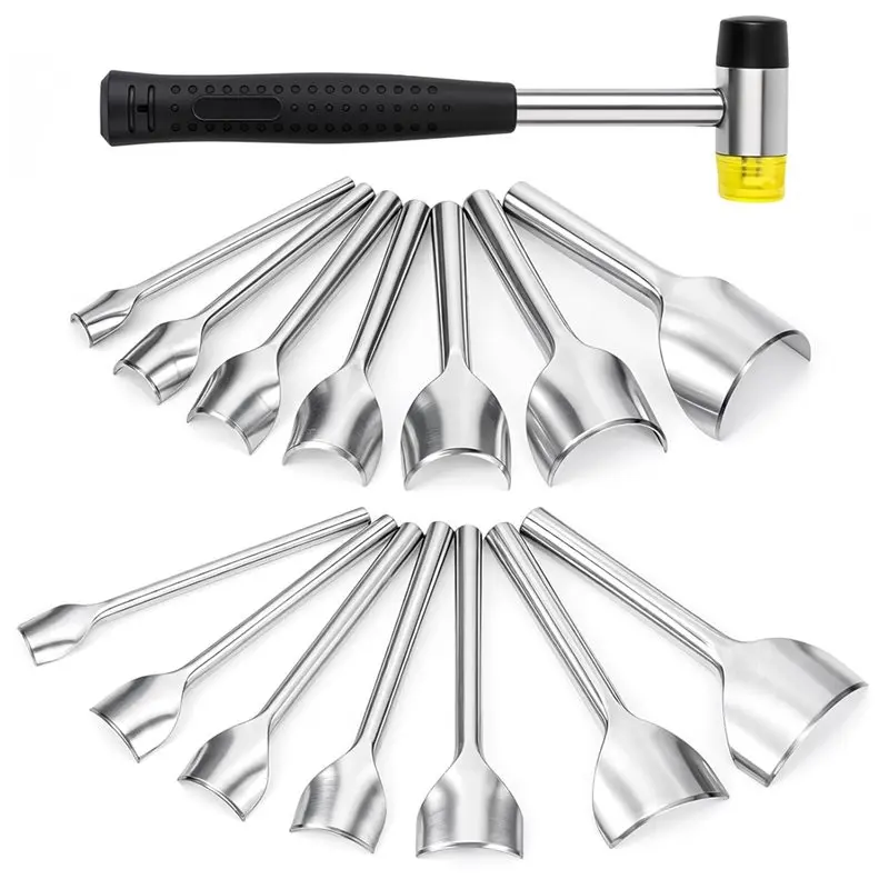 

【TODAY-ONLY!】Leather Corner Punch Set(14 Sizes), Double Sided Rubber Hammer, Quarter-Round/Half-Round Punch For DIY Strap Wallet
