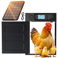 Solar Automatic Chicken Coop Door Aluminum Alloy Light Sensor Timer Emergency Mode Anti Pinch LCD Display Wide Opening
