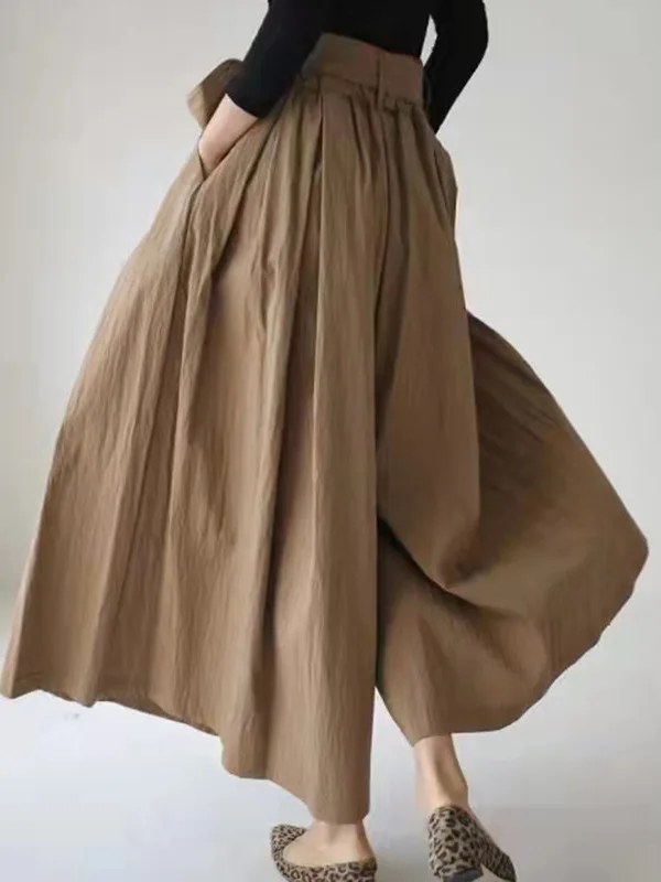 

Новая модная универсальная юбка-брюки миди с высокой талией и широкими штанинами для женщин, весна-лето, художественный стиль