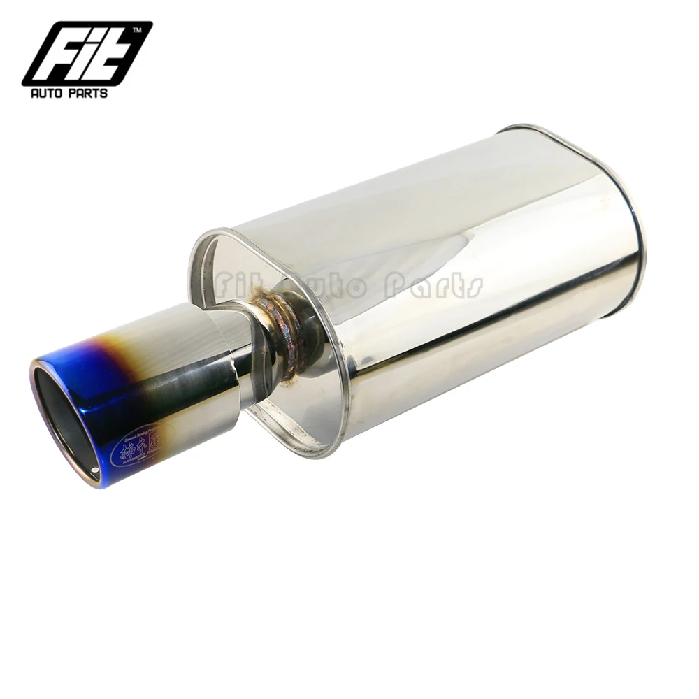 Universal Stainless Steel 2.5‘’ Exhaust Muffler System 4'' ouelet Silencer Muffler Car deep voice