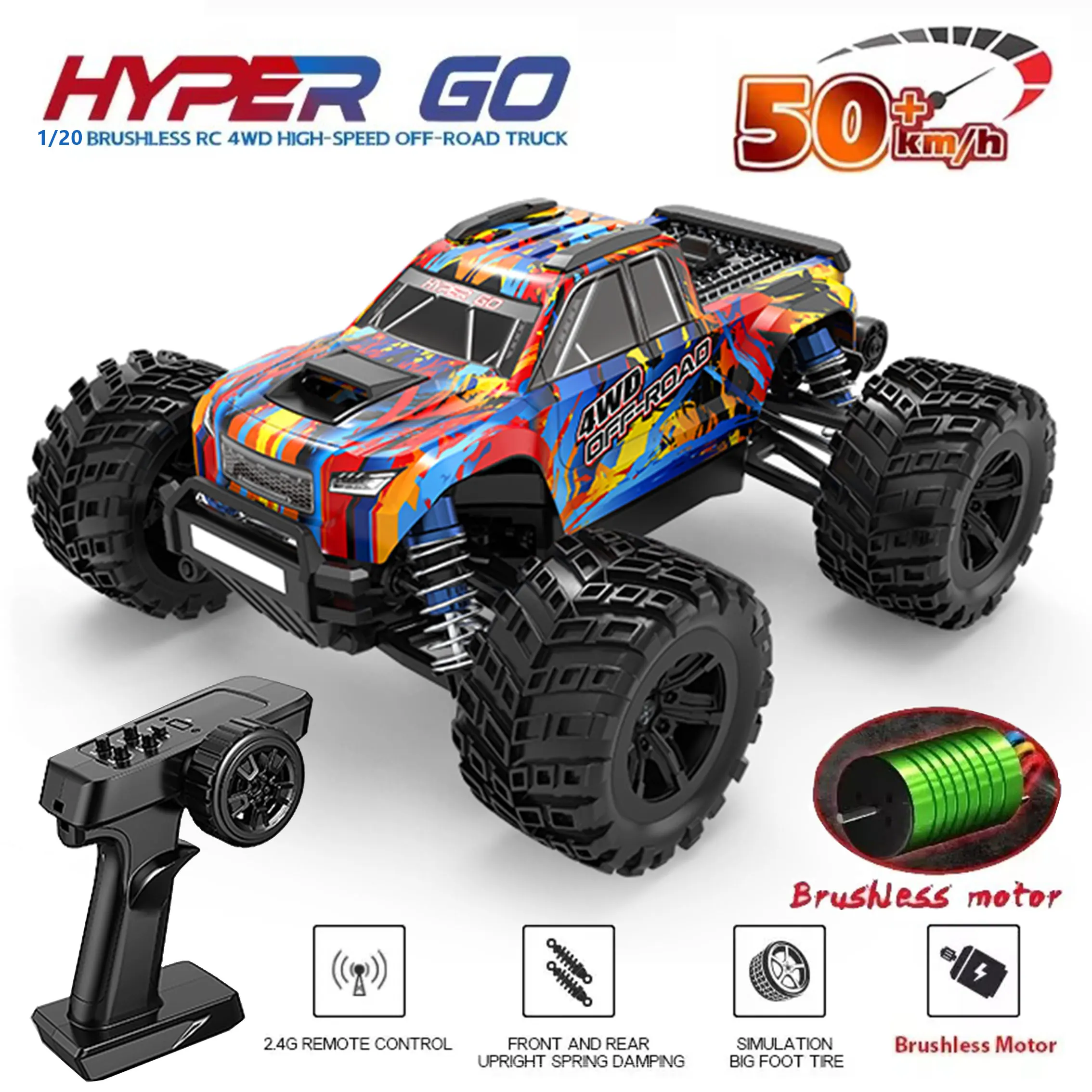 Hyper Go MJX 20208 1/20 4WD RC coche sin escobillas profesional RC Racing Car 2,4G 50 KM/H coches de Control remoto de alta velocidad camión todoterreno