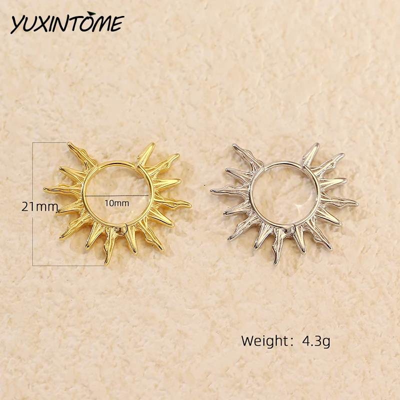 925 Sterling Silver Needle European and American Retro Classic Design Sunflower Hoop Earrings Fashionable and Casual Earrings