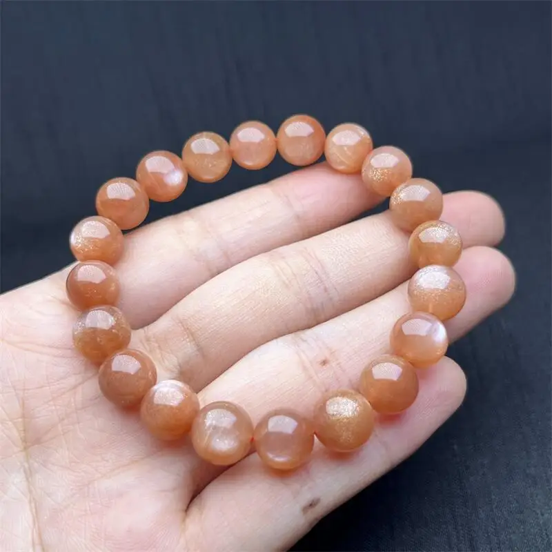 10MM Natural Sunstone Bracelet Quartz Crystal Yoga Reiki Healing Gemstone Stretch Bangles Female 1PCS