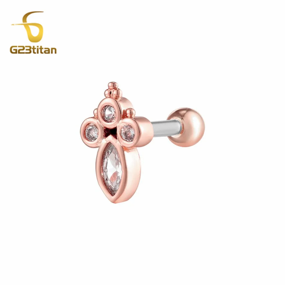1pc 16G Titanium Screw Labret Tragus Zircon Stud Ear Cartialge Conch Body Surgical Piercing Earrings Women's Jewelry Decoration image 6
