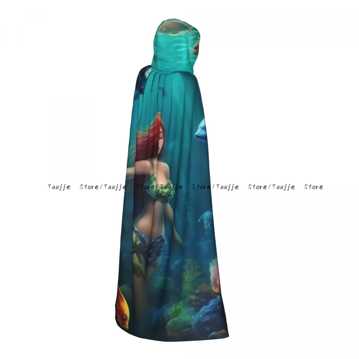 Mermaid Girl Underwater In The Sea Marine Life Underwater Landscapes Cloak Cape Hooded Medieval Costume Witch Wicca Costume Coat