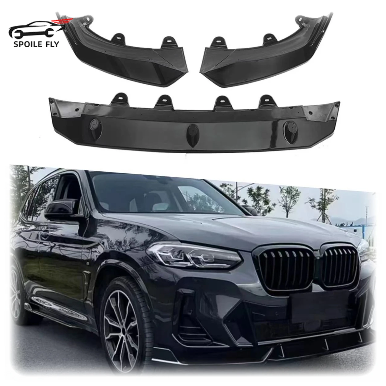 

For Bmw X3 G01 X4 G02 IX3 20d 30i 30d M40i M40d 2021 2022 2023 2024 M Performance Front Bumper Spoiler Lip Glossy Black