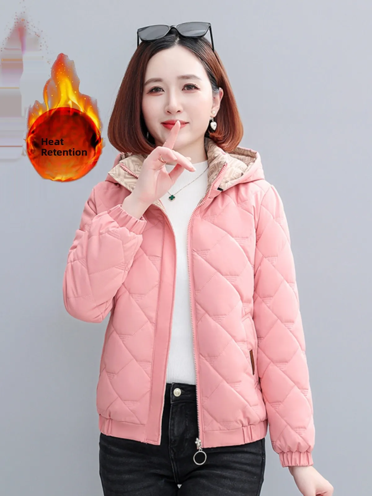 Chaqueta corta de plumón para mujer, abrigo cálido de invierno, talla grande, abrigo esponjoso, adelgazante, grueso, con cier...