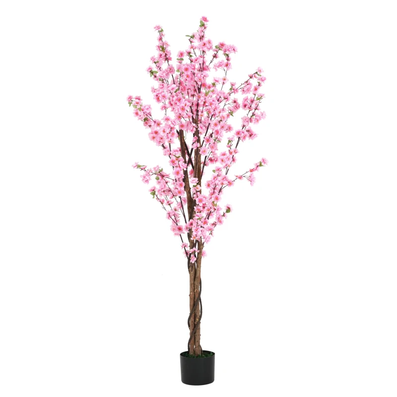 شجرة زهر الخوخ الاصطناعية مقاس 6 بوصات مع وعاء