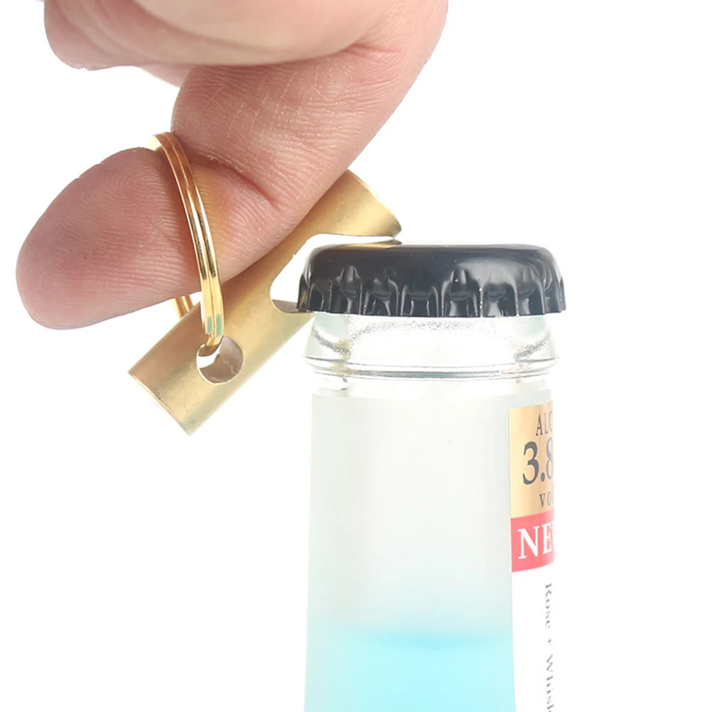 

2Pcs Bottle Opener Keychain Sturdy Compact Multi-functional Creative Golden Fits Various Caps Home Bar Party Gifts