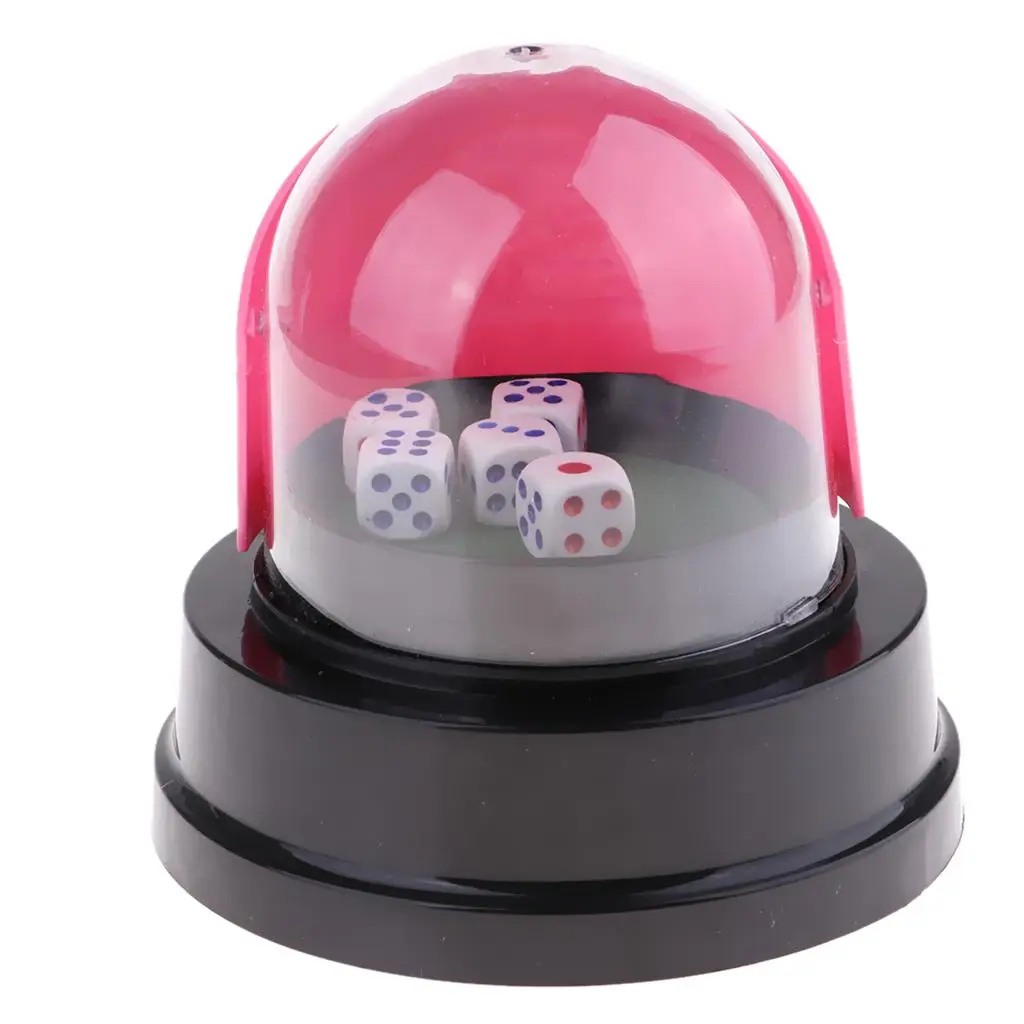 

Electric Lucky Dice Machine with 5 Dice Transparent Design for Board Game Night Bar Sweepstakes