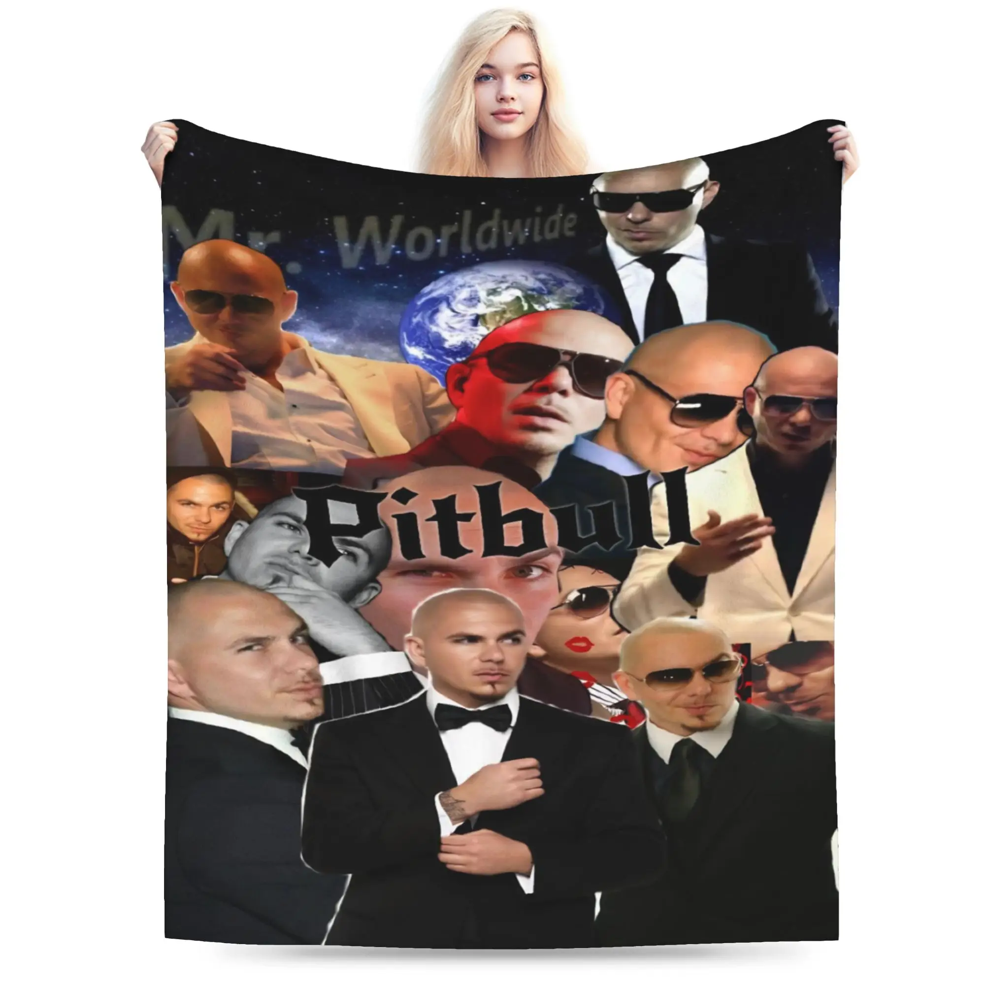 Singer Pitbull Tour 2026 Gift Blanket For Men Women Super Soft Cozy  Throw Blankets for Sofa 50x60 Inches Multi-size