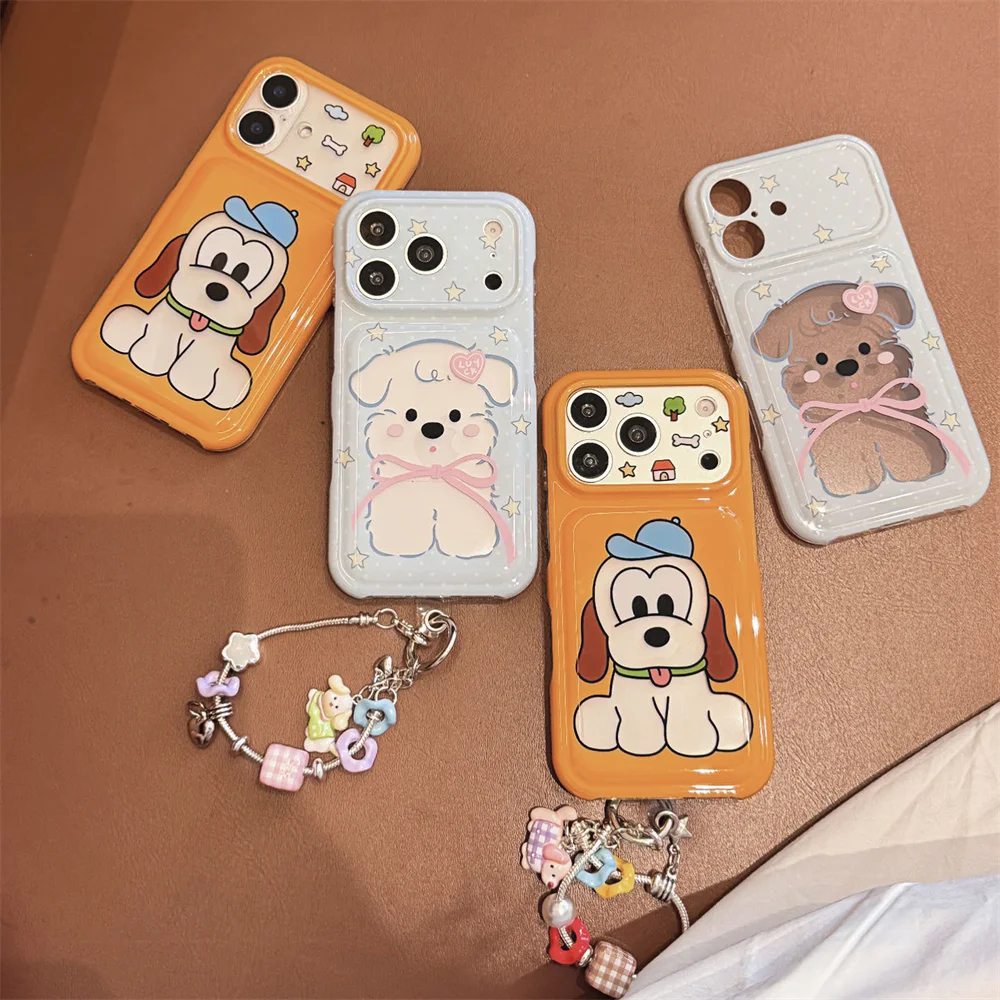 Kawaii Cartoon puppy Phone Case For iPhone 18 Pro 17 16 15 Pro Max Back Cover Shockproof Cute Cases For Apple 17 Promax Funda