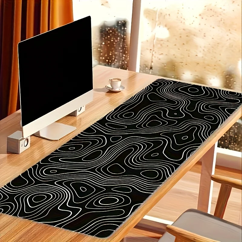 XXL Extended Gaming Mouse Pads,abstract Line Design Desktop Pad,black Geometric Pattern, Perfect for Office, Notebook and Gaming