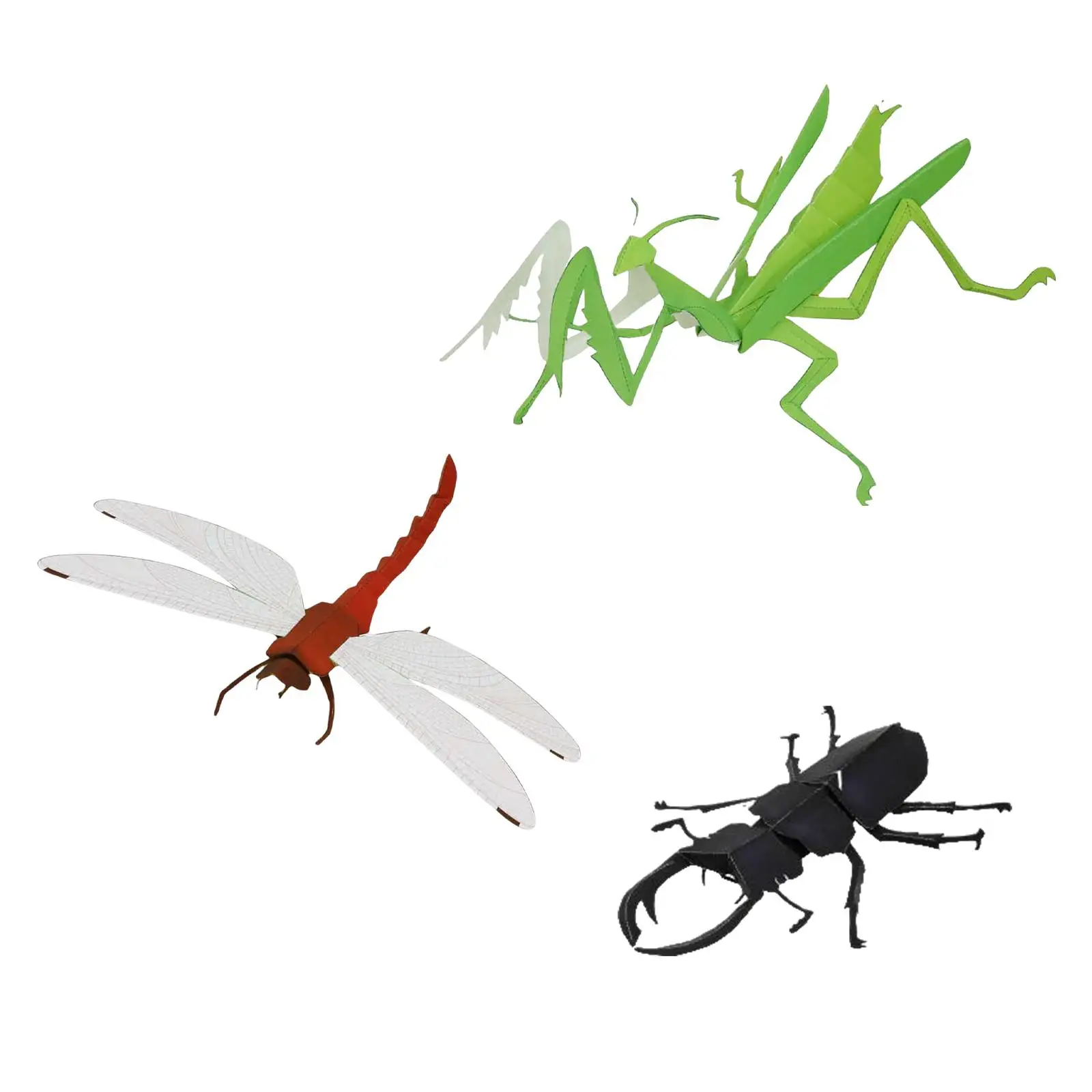 3 Pieces Paper Crafts DIY Sculpture Dragonfly Beetle Model Recycled Creative Sturdy Handmade Not Ready Finished Model