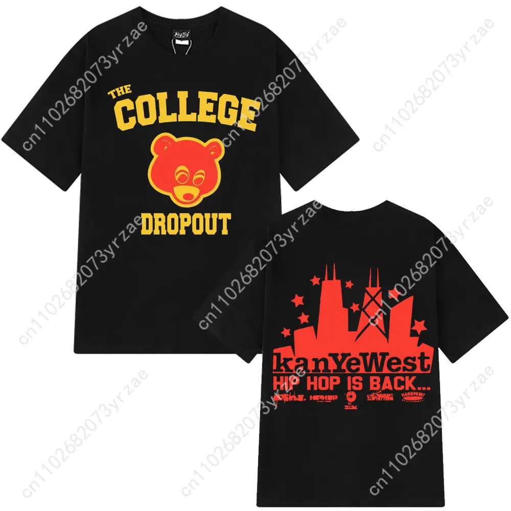 

Футболка в стиле ретро The College Dropout для мужчин и женщин, винтажная футболка высокого качества, хлопковая модная футболка с короткими рукавами, мягкие дышащие топы