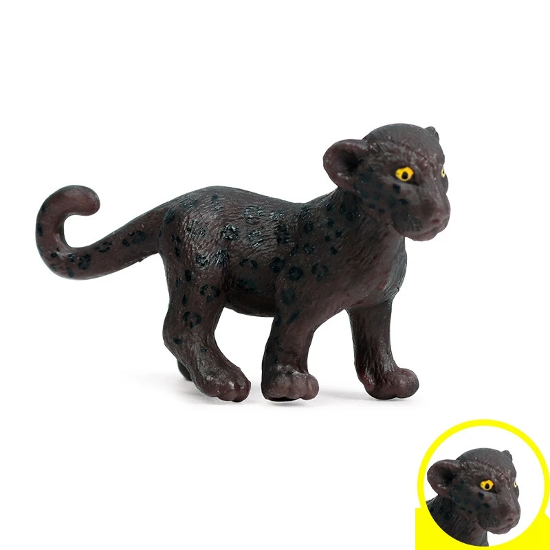 Cognitive Toy Simulation Black Panther Family Collection Toy Plastic Animal Static Solid Wild Animal Toy Children