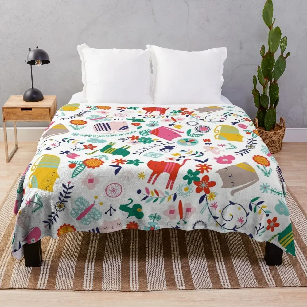 

Cat, mouse and rainbow flowers Throw Blanket Blankets For Sofas Kid'S Blankets