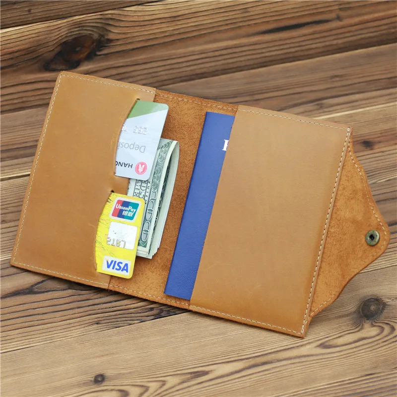 

Vintage Genuine Leather Passport Cover for Women Men Ticket Credit ID Bank Card Holder Wallet Case Travel Accessories