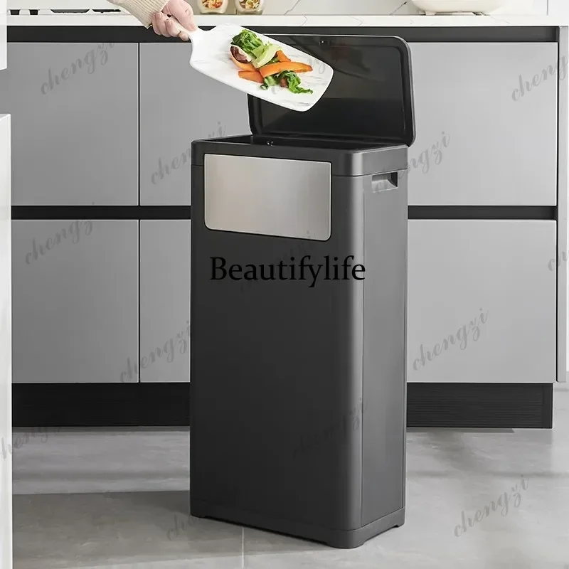 Double Open Lid Waste Bins Kitchen With Handle Waste Bins Large-capacity Trash Can Luxury Modern Household Cleaning Tools