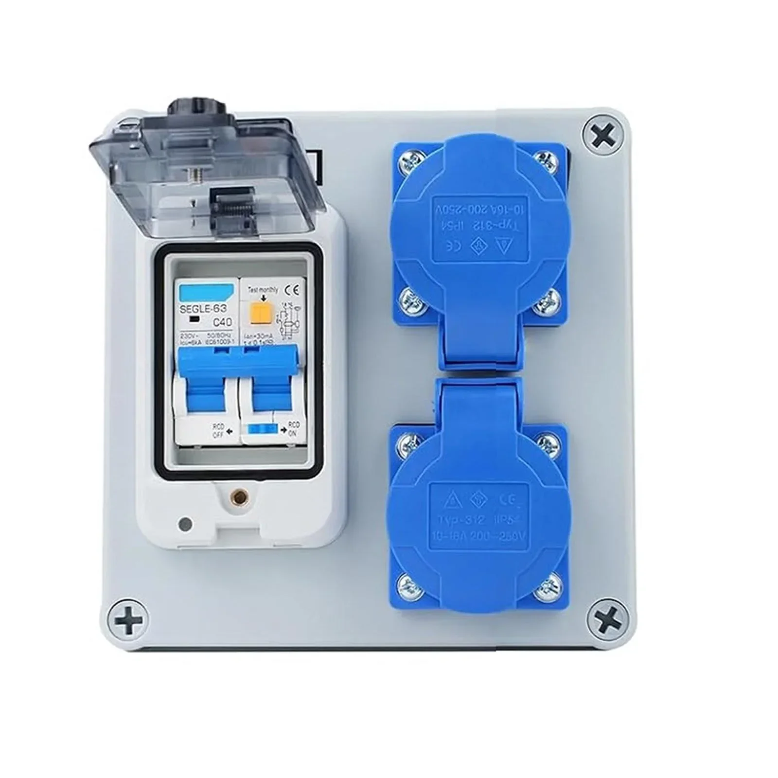 2-Pin Socket Construction Power Construction Sites 175*125*75mm Compact Design Easy Installation IP67-Rated Casing