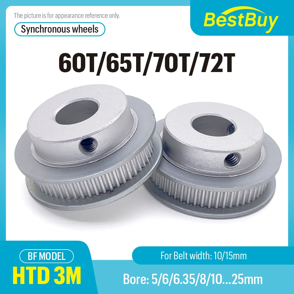 

HTD 3M 60T/65T/70T/72Teeth Timing Pulley Bore 5-25mm Suitable for Belt Width 10/15mm Pitch 3mm Synchronous Wheel BF Type