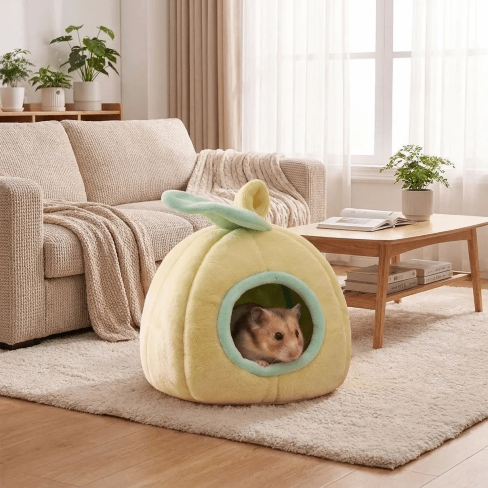 Cute Plush Plush Hamster Nest Cotton Semi Closed Hamster Warm Nest Soft Cozy Parrot Sleeping Nest Rabbit