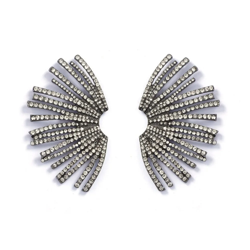 Shiny Crystal Sunburst Statement Drop Earrings for Women, Sparkling Rhinestone Fan Shape Party Jewelry 2026 Hot Sale
