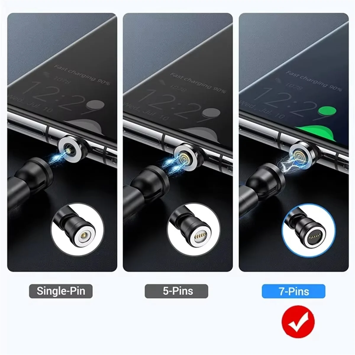 7Pin Type C Magnetic Plug Tips Fast Charging Cable Adapter for Magnetic Charger 360° Degree Rotation Connector 10PCS DY