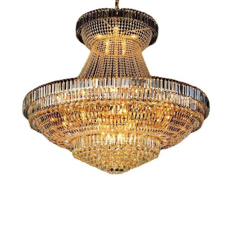 

Golden duplex floor living room chandelier led European crystal