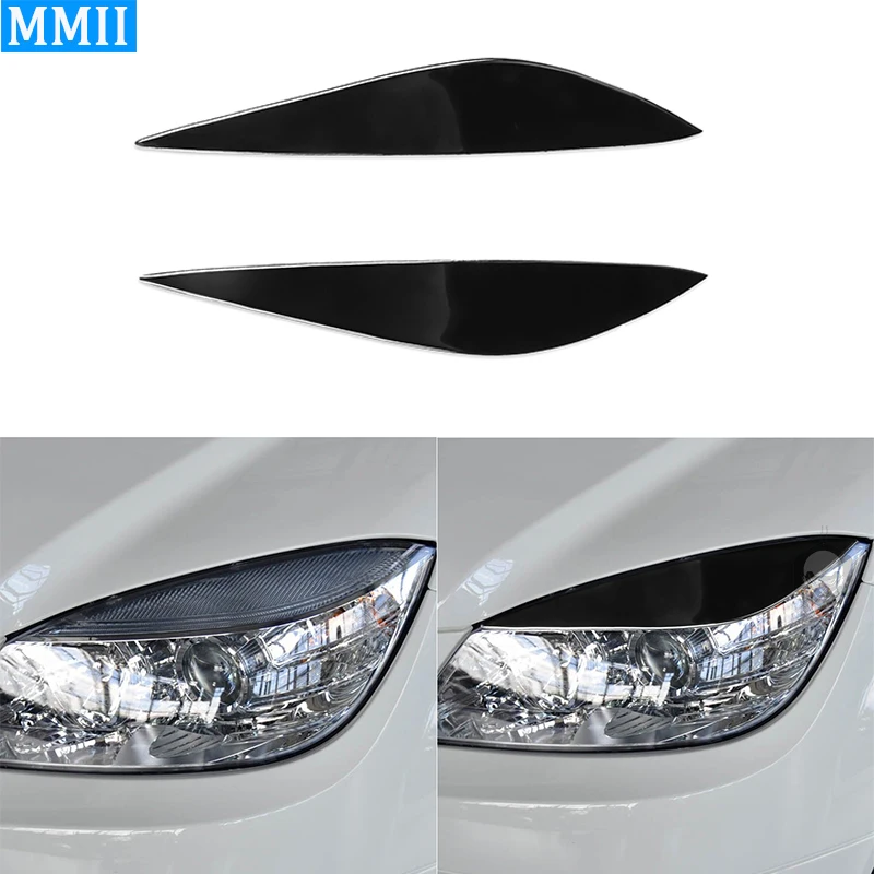 

For Mercedes Benz C-Class W204 C180/C200/C260/C300/C350 2008 2009 2010 2011 Piano Black Carbon Fiber Headlight Eyebrow Sticker