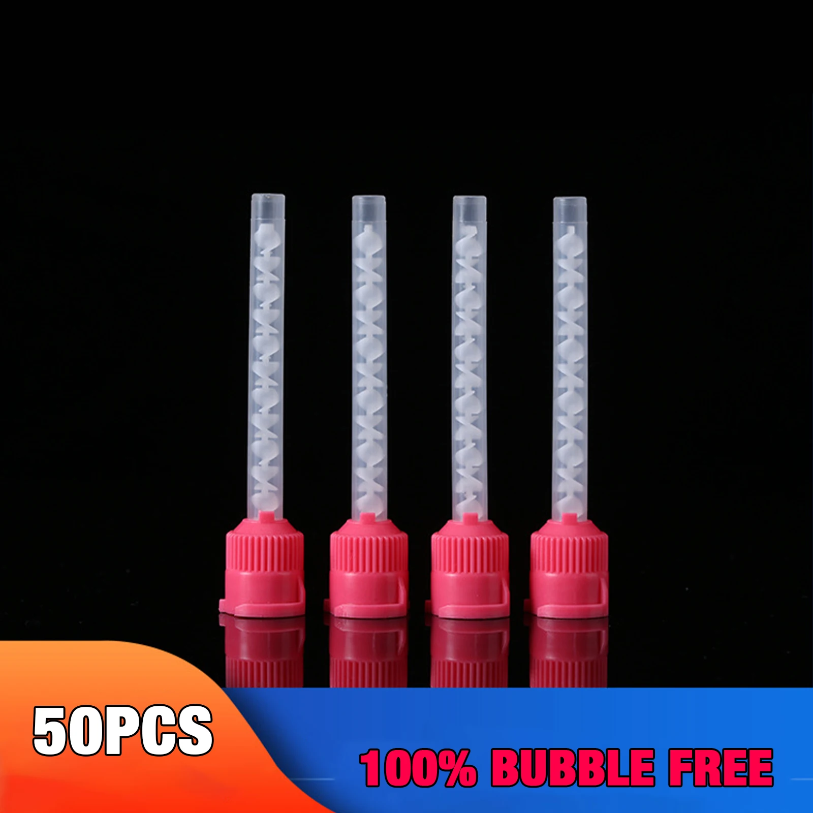 50/100PCS Dental Mixing Tips 1:1 Dental Silicone Tips Printing Gun Mixing Tips Dental Materials Dental Supplies Mixing Tube