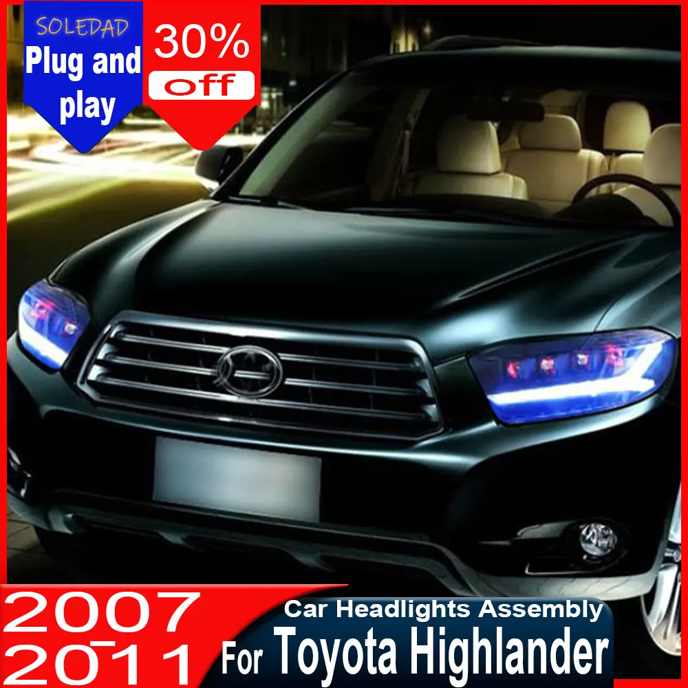 

Head Lamp for Toyota Highlander 2009-2011 Headlights LED Headlight DRL Turn Signal High Beam Angel Eye Projector Lens