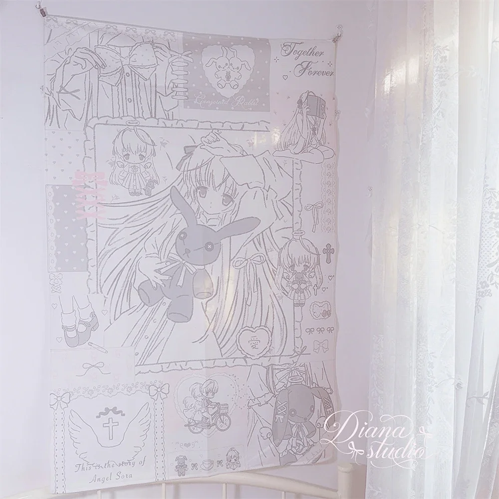 Dreamy And Cute Tapestry Background Cloth Girl's Heart Dormitory Cute Home Bedroom Decoration Short Plush Tapestry