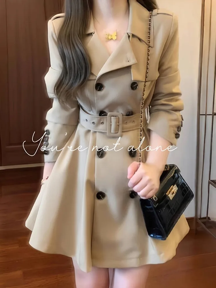 

Woman Trench Coat Multicolor Conventional Colorful Artistic Grade Cotton-Blended Sensibility Blocking Wearable Grace Regular