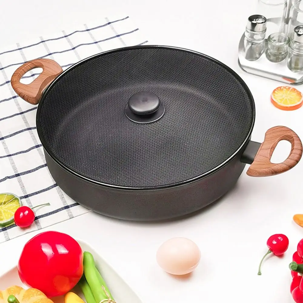 손잡이가 있는 블랙 오일 스플래터 스크린, 오일 스플래시 방지 뚜껑, 편리한 내구성 스플래터 가드, 주방 용품, 신제품