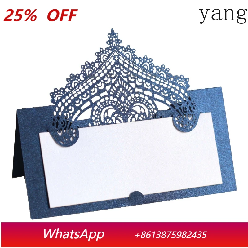 

Yjq 50pcs three-dimensional lace seat card laser hollow festival handwritten wedding table seat name card