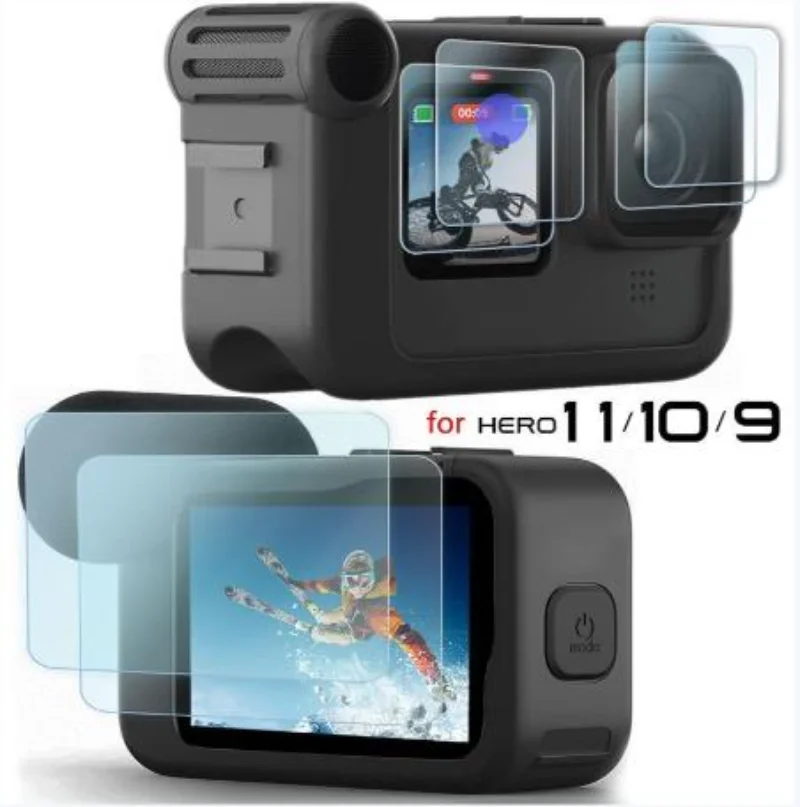 6Pcs/set HD Tempered Glass for GoPro Hero 11/10/9 Front Screen&Lens Protector Glass Film for HERO 11 10 9 Black Action Camera
