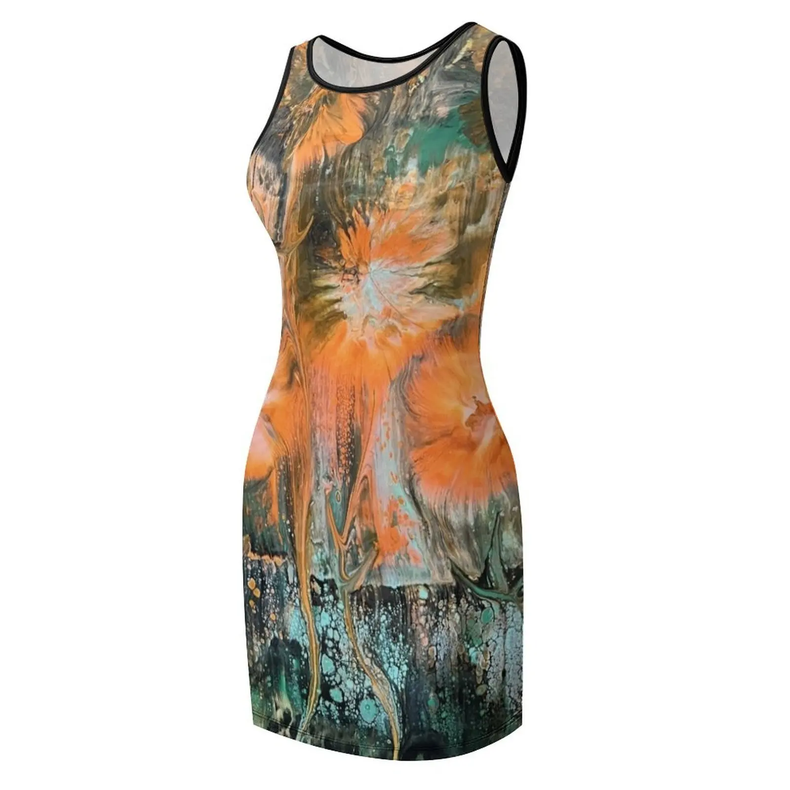 SLB Designs abstract orange flowers Sleeveless Sundress Woman clothes women's summer dresses 2025