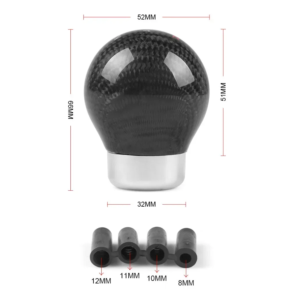 Universal Car Real Carbon Fiber Gear Shift knob Manual Transmission Shifter Lever Round Ball Shape Handle Gearstick Interior