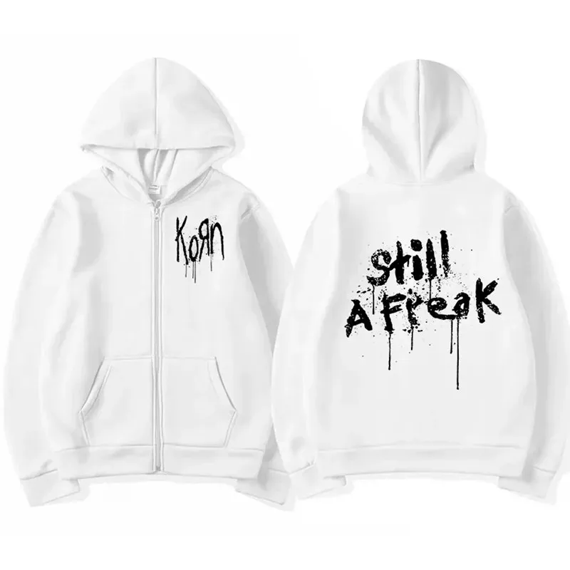 Korn Music Concert Rock Band WORLD TOUR Zipper Hoody Men Female Hip Hop Metal Gothic Zip Up Sweatshirt Male Retro Punk Coats