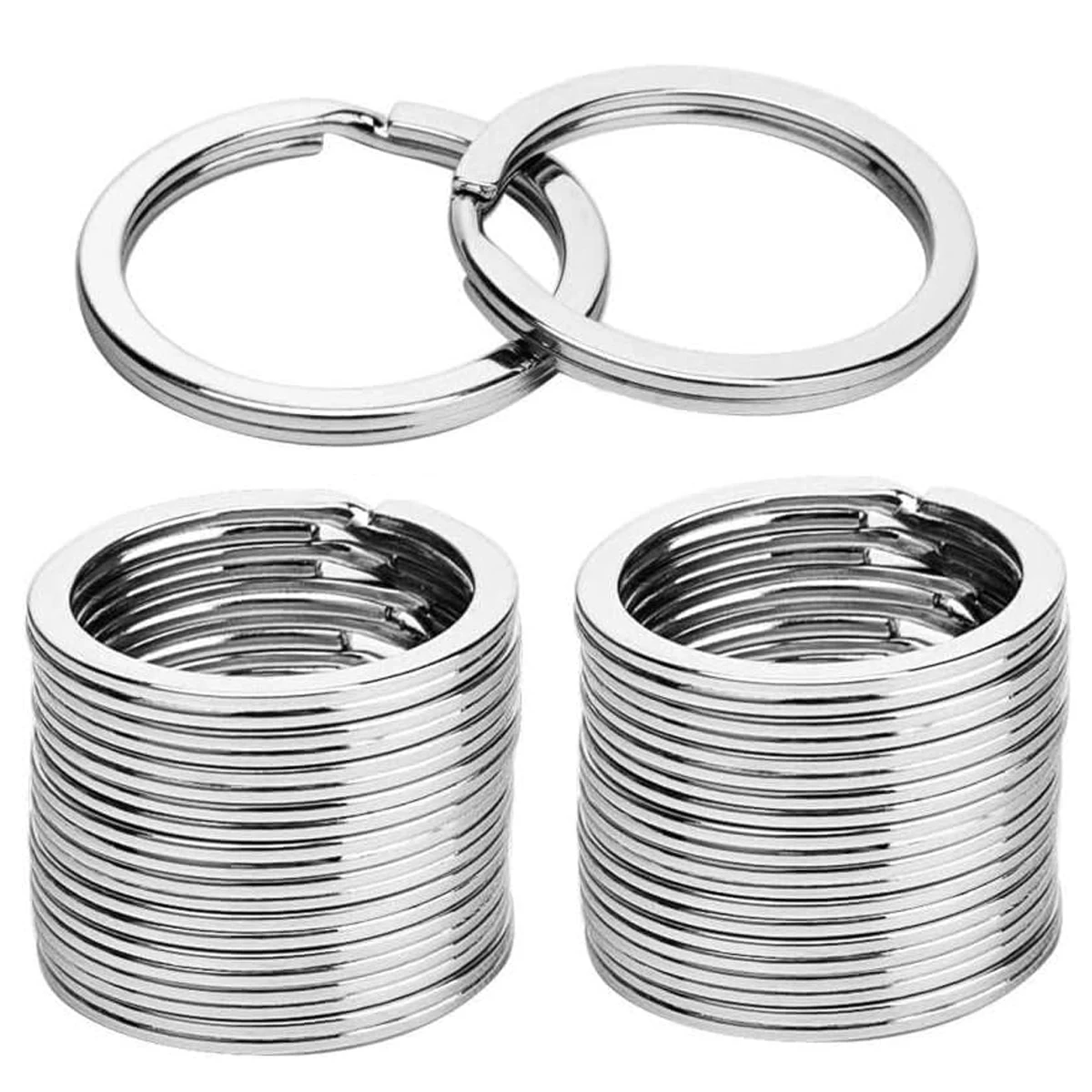 30/50/100 Stück Metall-Flachschlüsselringe 1 Zoll Abnehmbare Geteilte Schlüsselringe für Heim und Büro Schlüsselzubehör DIY Bastelset