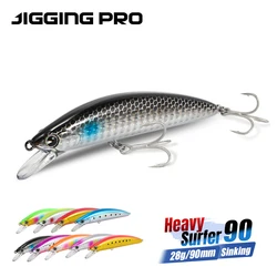 JIGGING PRO 90mm 28g Heavy Surfer Sinking Minnow Lure Sea Fishing Long Casting Hard Baits For Flatfish