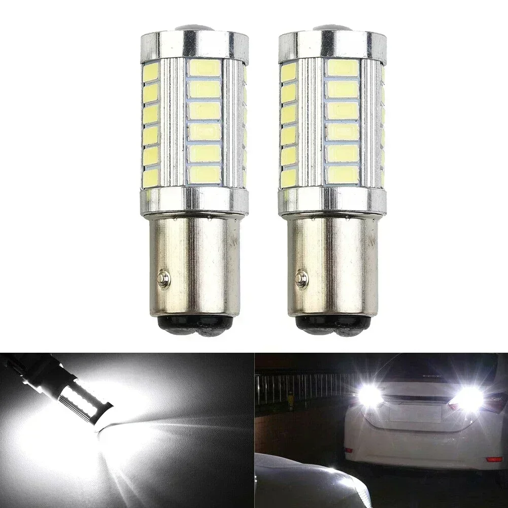 

2pcs 1157 P21/5W 380 BAY15D Car Stop Tail Brake Tail White LED Bulbs Lamp Light 33 12V D P21W/5W/1156 BA15S P21W 382 6000K