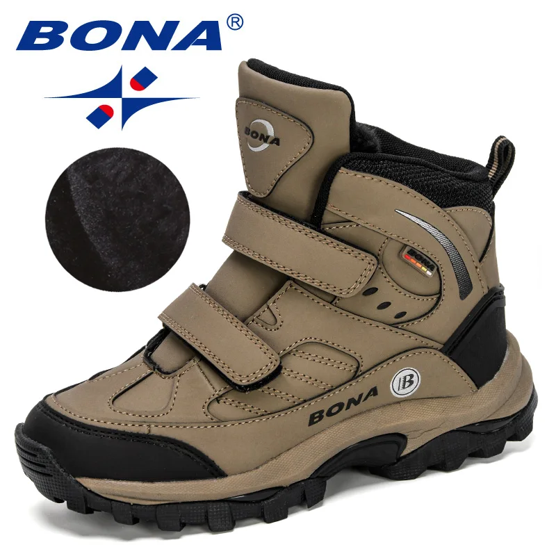 

BONA 2022 New Designers Outdoor Snow Boots Boys Girls Plush Sneakers Terkking Boots Children Hiking Mountain Climbing Camping