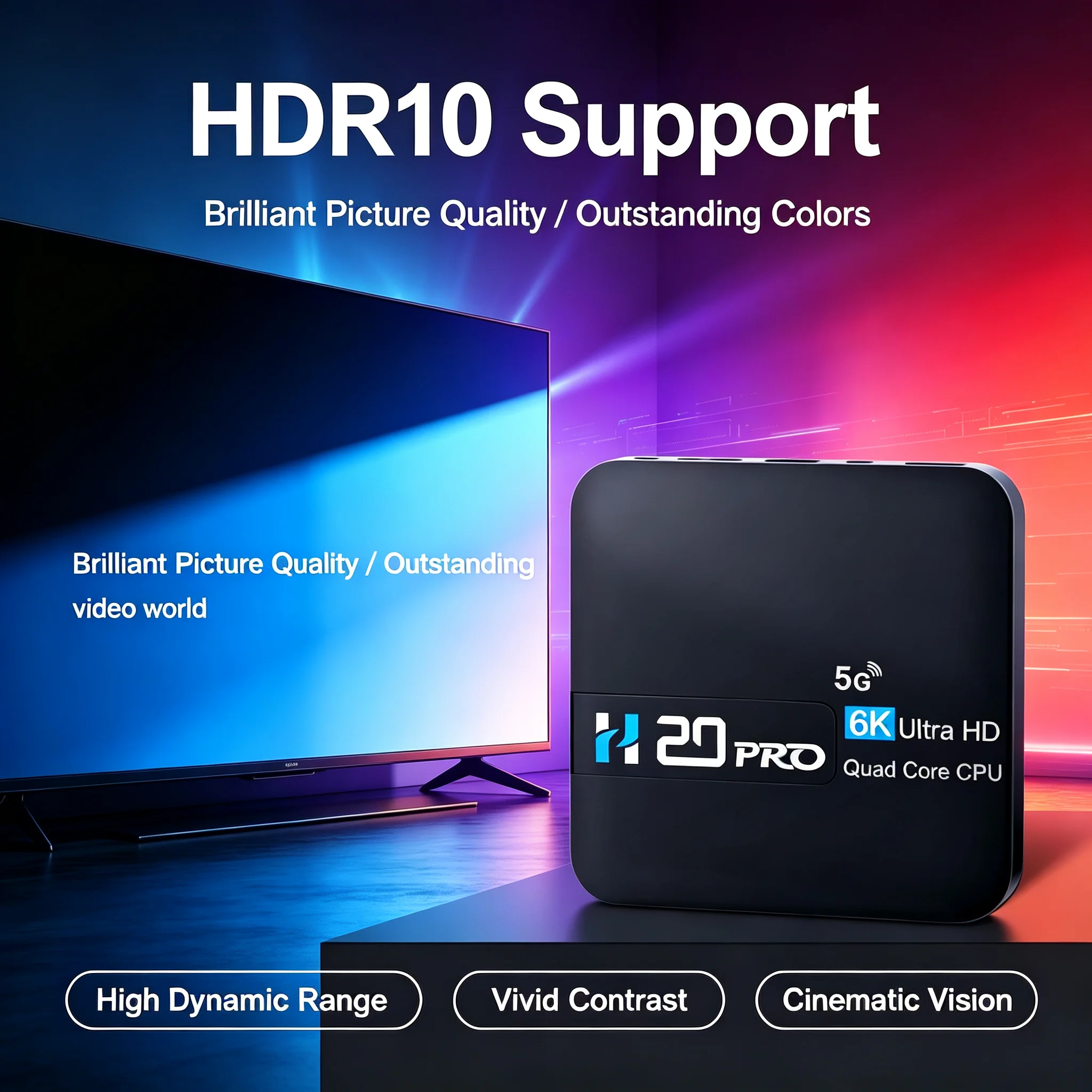 Android TV Box 10 4K 6K Ultra HD H20PRO Dual Band 24G 5G WiFi Voice Assistant Quad Core Smart Streaming Media Player Set Top Box