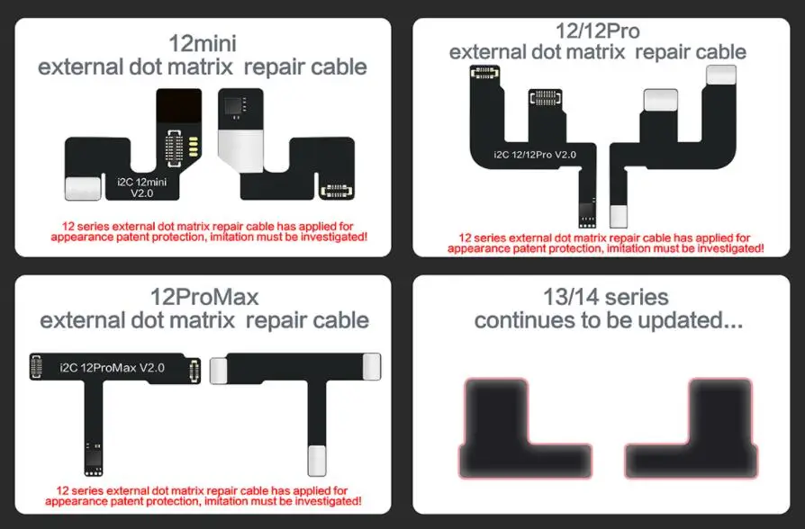 I2C MC14 No Soldering Dot Matrix Cable For iPhone X XR XS 11 12 13 14 Pro Max Fixing Face ID Not Working DOT-Projector Issues