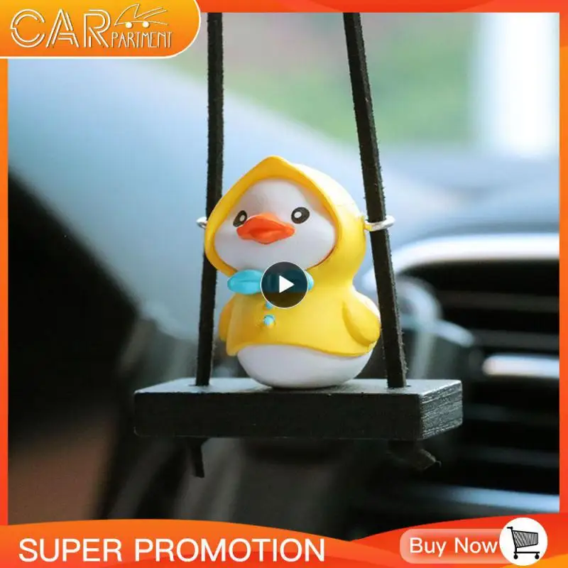 Little Yellow Duck Car Interior Pendant Auto Rearview Mirror Hanging Cute Swing Duck Car Ornaments Car Interior Accessories