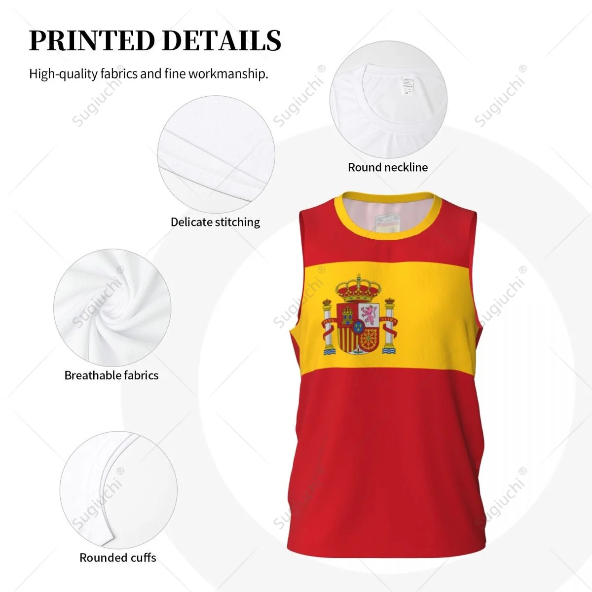 Spain Flag Basketball Sports Jersey Men Women Boys Running Fitness Sleeveless tshirt Exclusive Custom Name Nunber